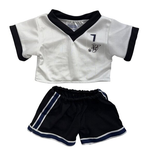 Build-a- Bear Soccer Outfit 2 Pieces Shorts & Jersey #7 B & W Plush Bear Outfit - Picture 1 of 10
